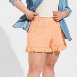 torrid Peach Polka Dot High Waist Ruffle Shorts